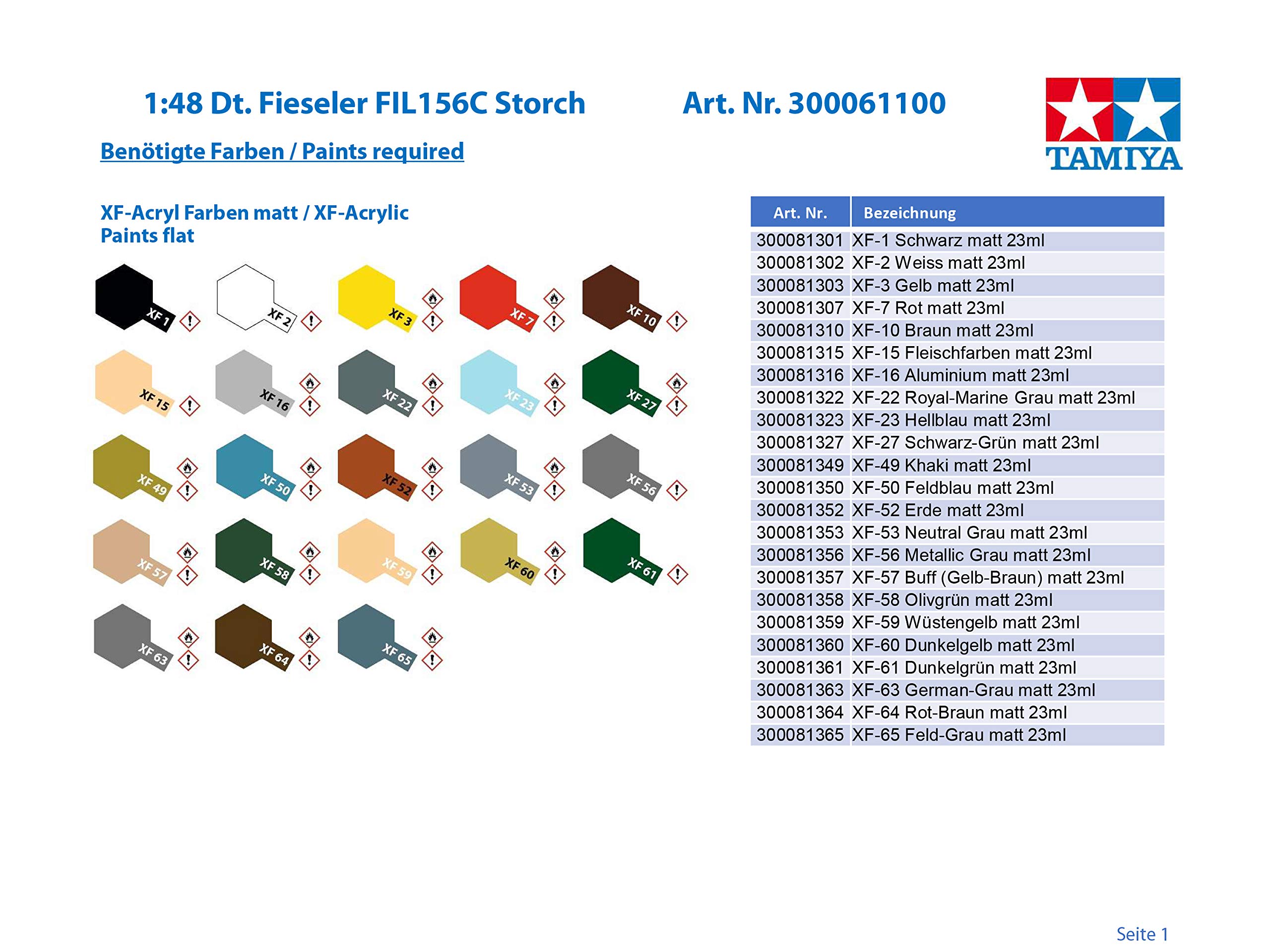 tamiya-61100-fieseler-fi156c-storch-1-48-flugzeug-modellbausatz image 2