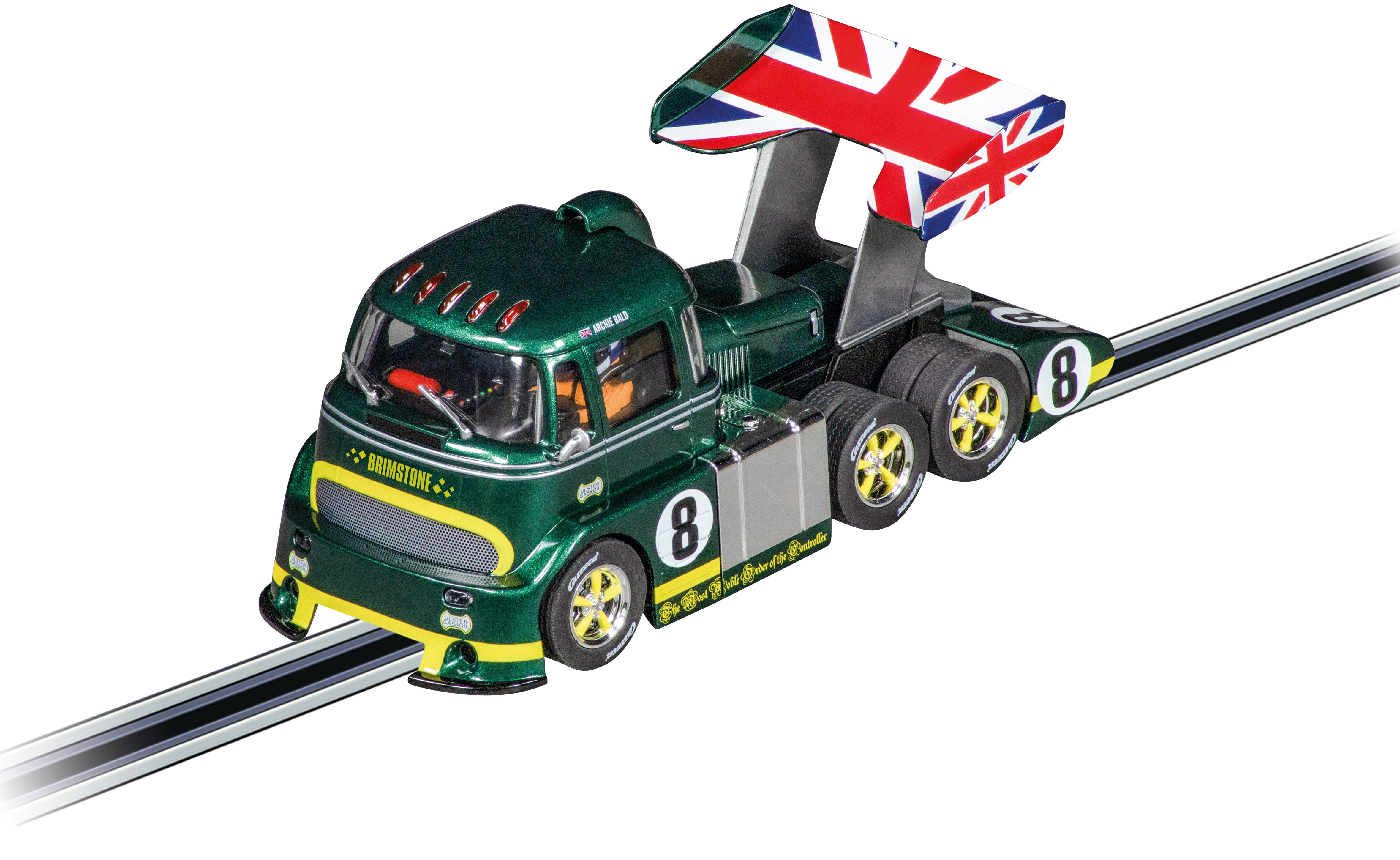 carrera-digital-132-racetruck-cabover-slotcar-british-racing-green-no-8-1-32 image 2
