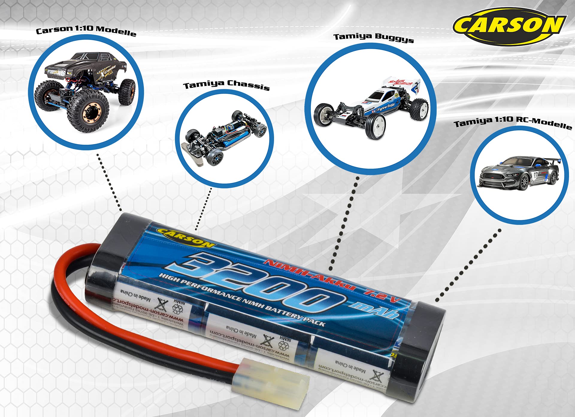 carson-racing-pack-akku-7-2v-3200mah-nimh-tamiya-stecker image 2