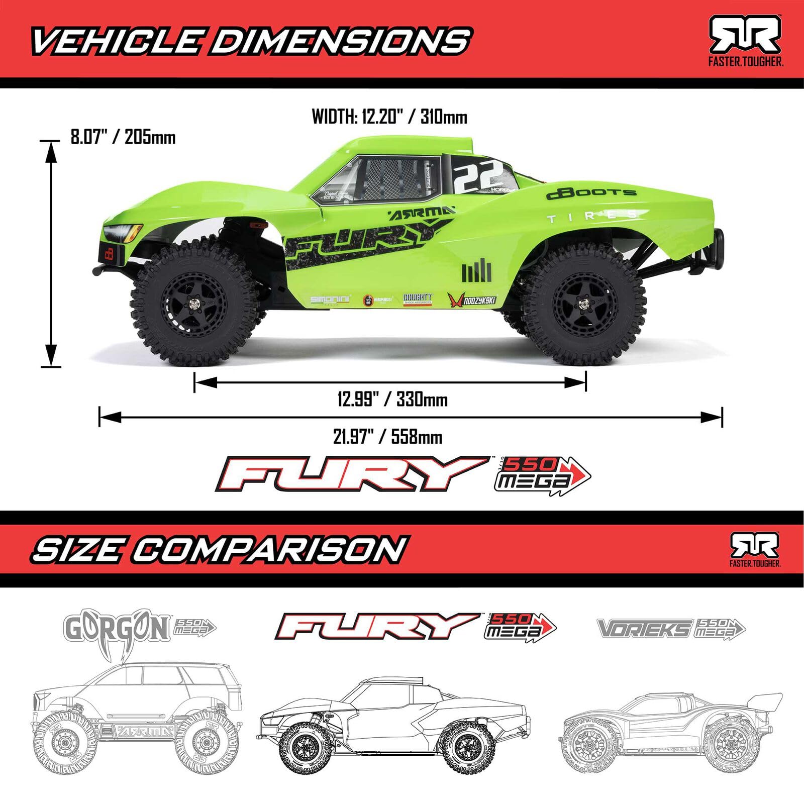 arrma-fury-mega-550-2wd-rc-truck-1-10-gr-n image 6