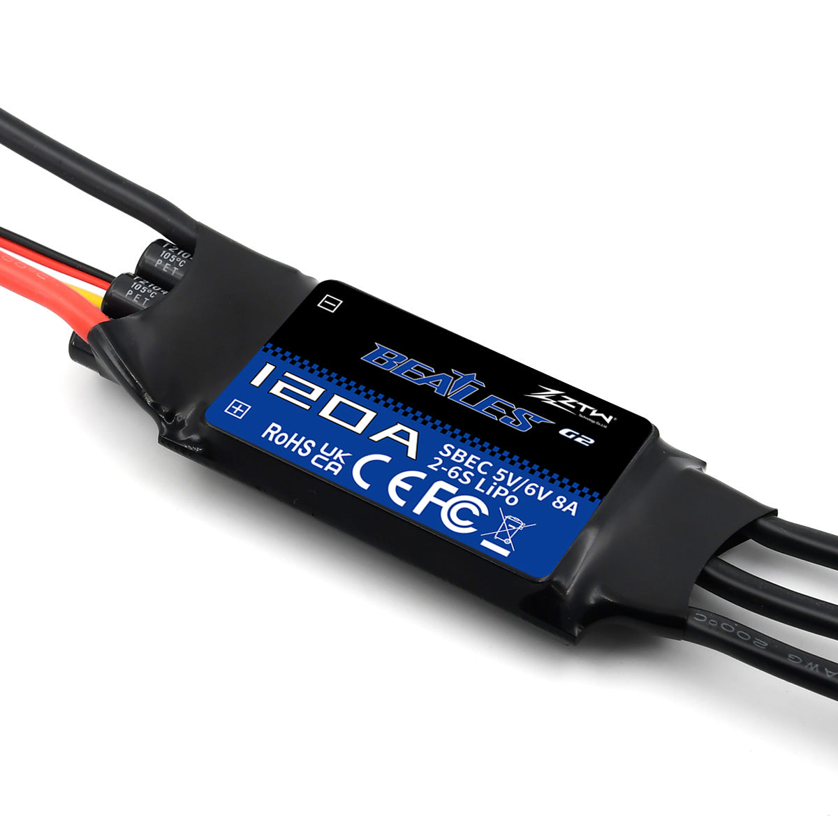 ztw-beatles-g2-120a-flugregler-2-6s-sbec-ohne-stecker image 2