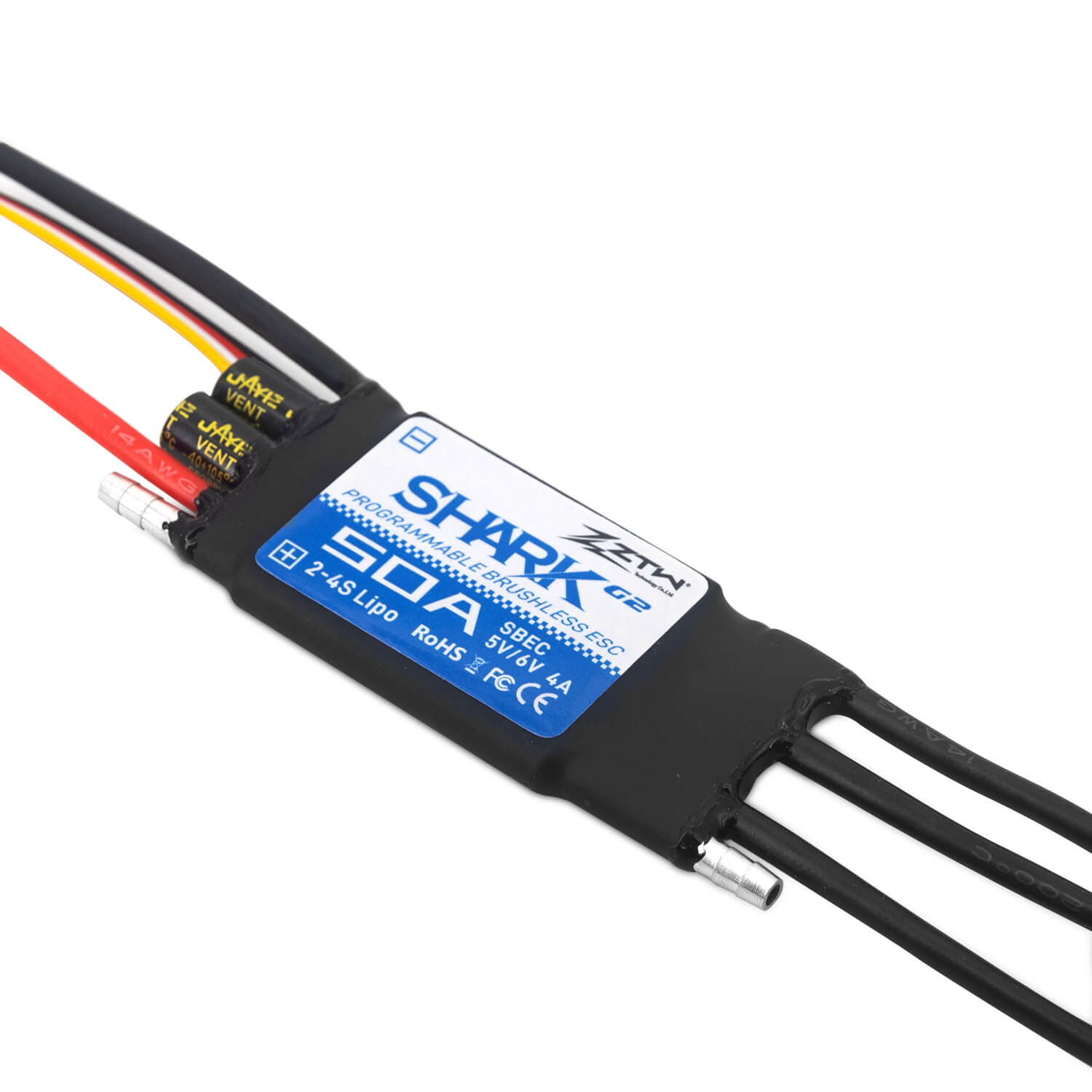 ztw-shark-g2-50a-esc-2-4s-sbec-brushless-regler-boot image 2