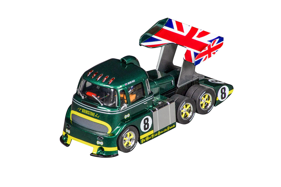 carrera-digital-132-racetruck-cabover-slotcar-british-racing-green-no-8-1-32 image 1
