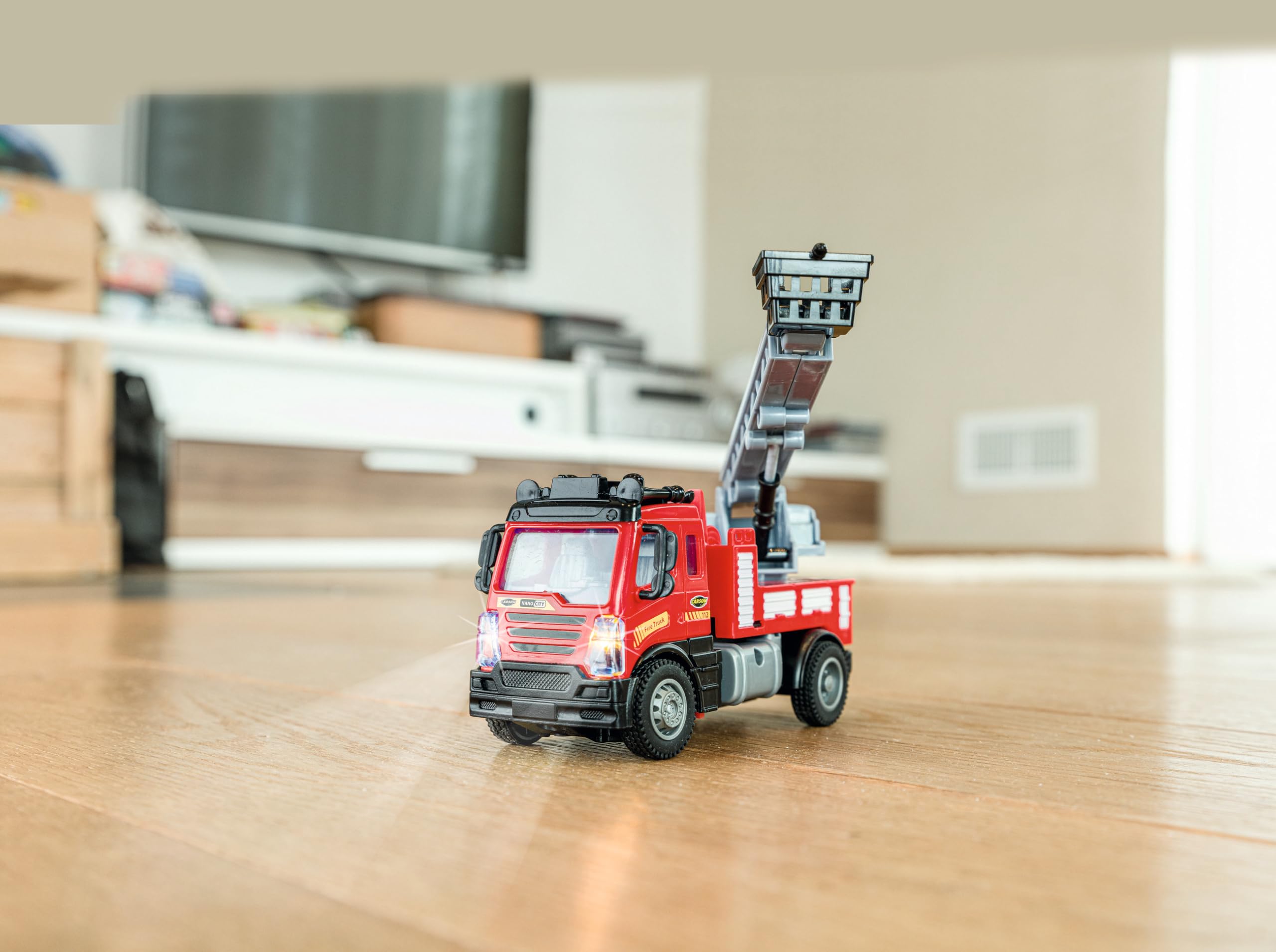 carson-nano-city-feuerwehr-1-50-rc-auto-rot-mit-drehleiter image 7