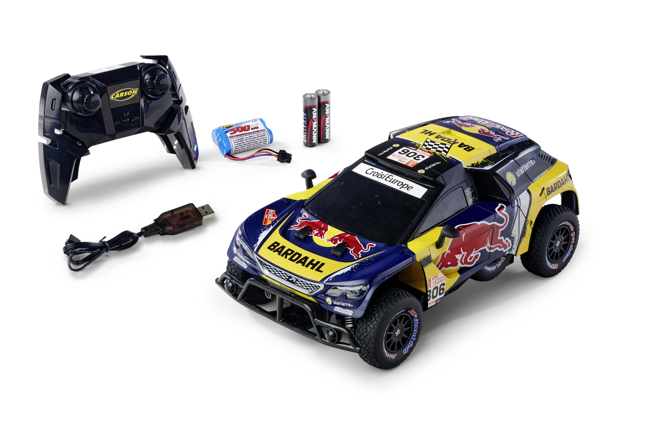 carson-1-16-rc-peugeot-rally-3008-dkr-loeb-2wd-led image 1