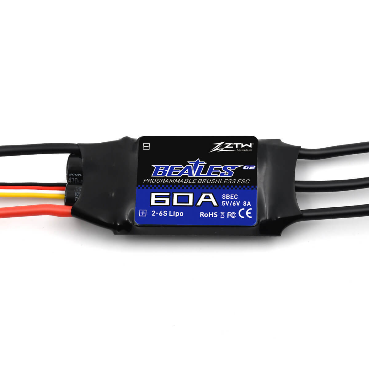 ztw-beatles-g2-60a-regler-2-6s-sbec-drohne-ohne-stecker image 3