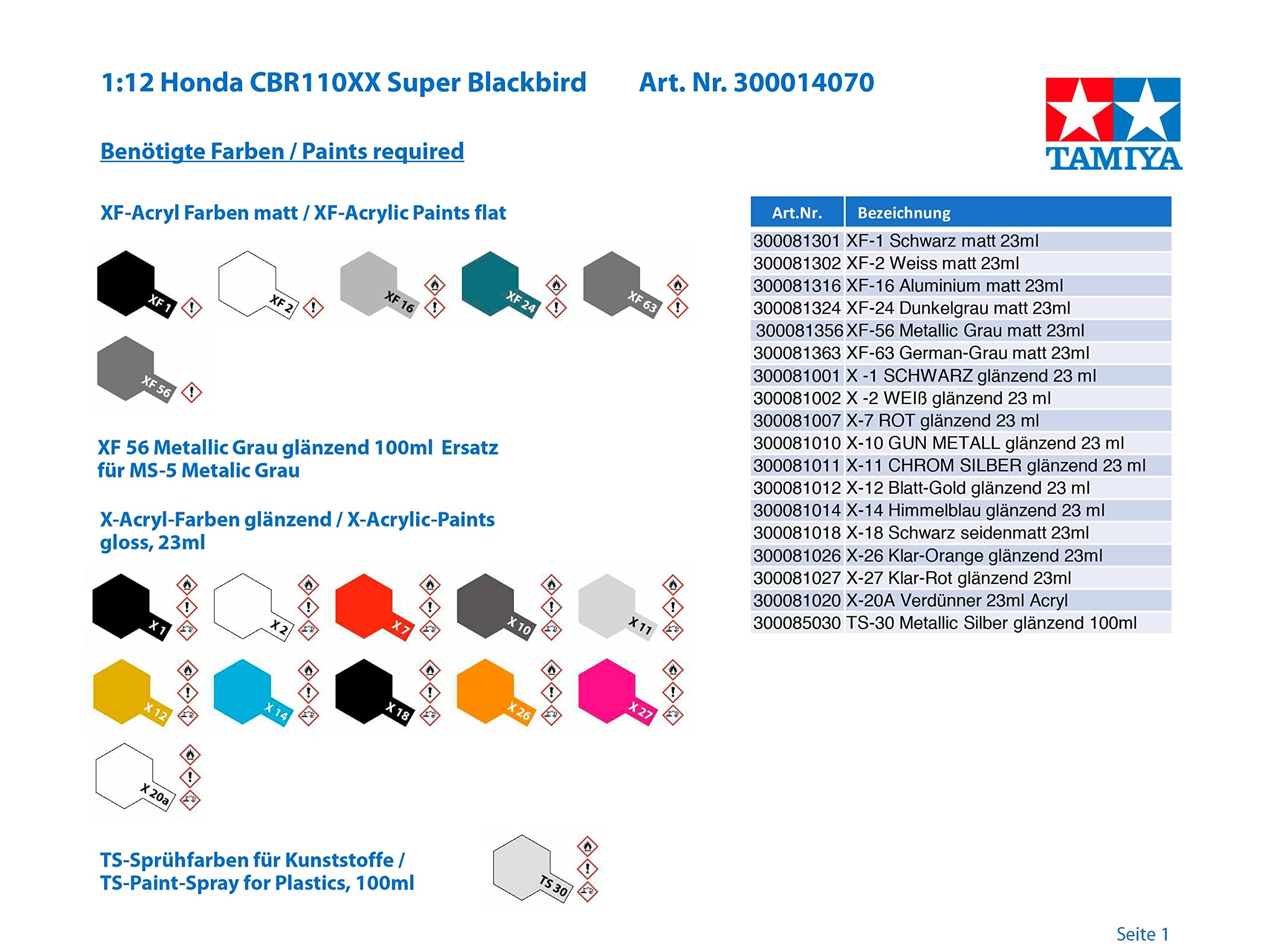 tamiya-14070-honda-cbr110xx-modellbausatz-1-12-super-blackbird image 2