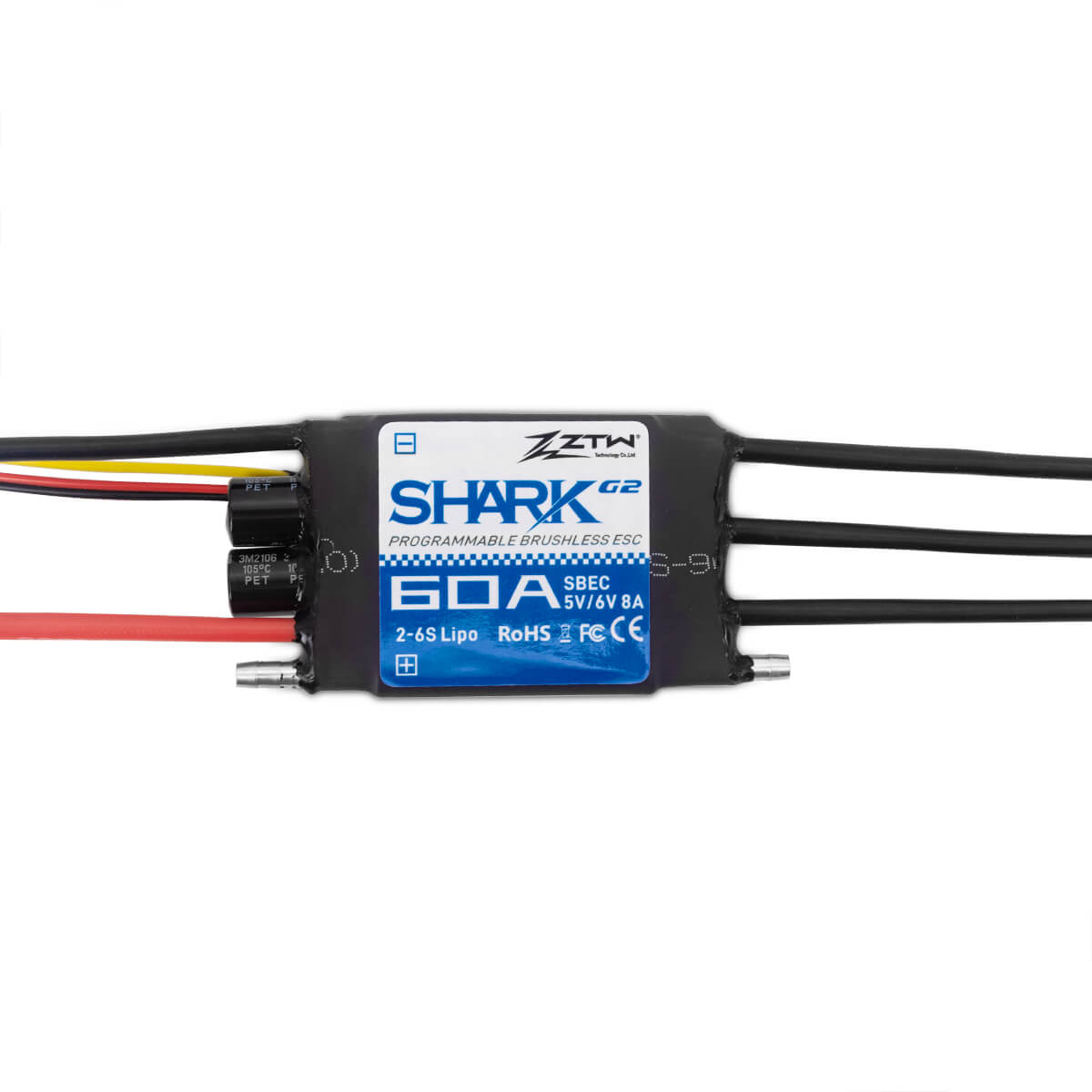 ztw-shark-g2-60a-bootsregler-2-6s-wassergek-hlt image 4