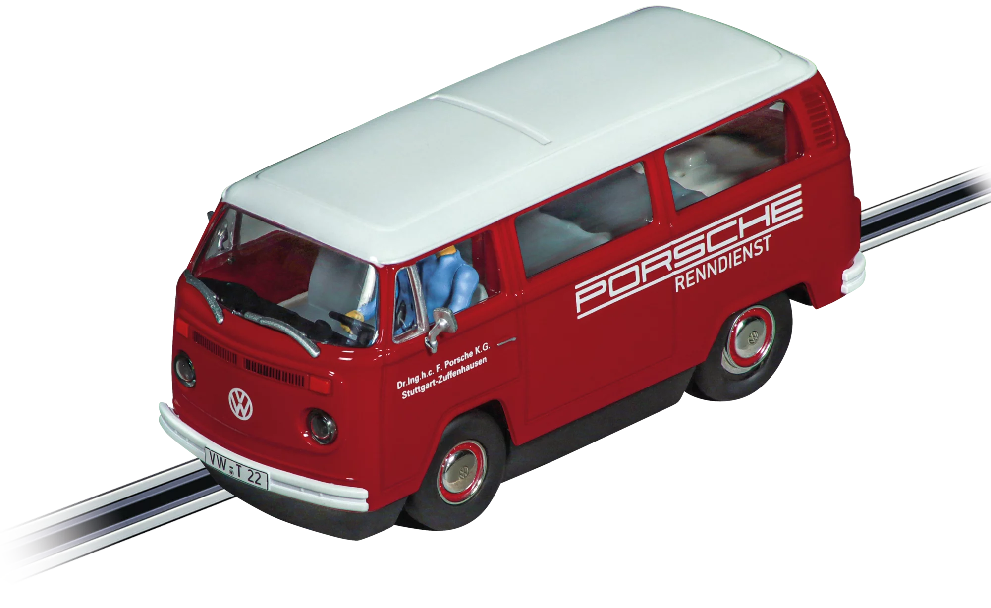 carrera-evolution-vw-bus-t2b-slotcar-porsche-renndienst-mit-licht image 1