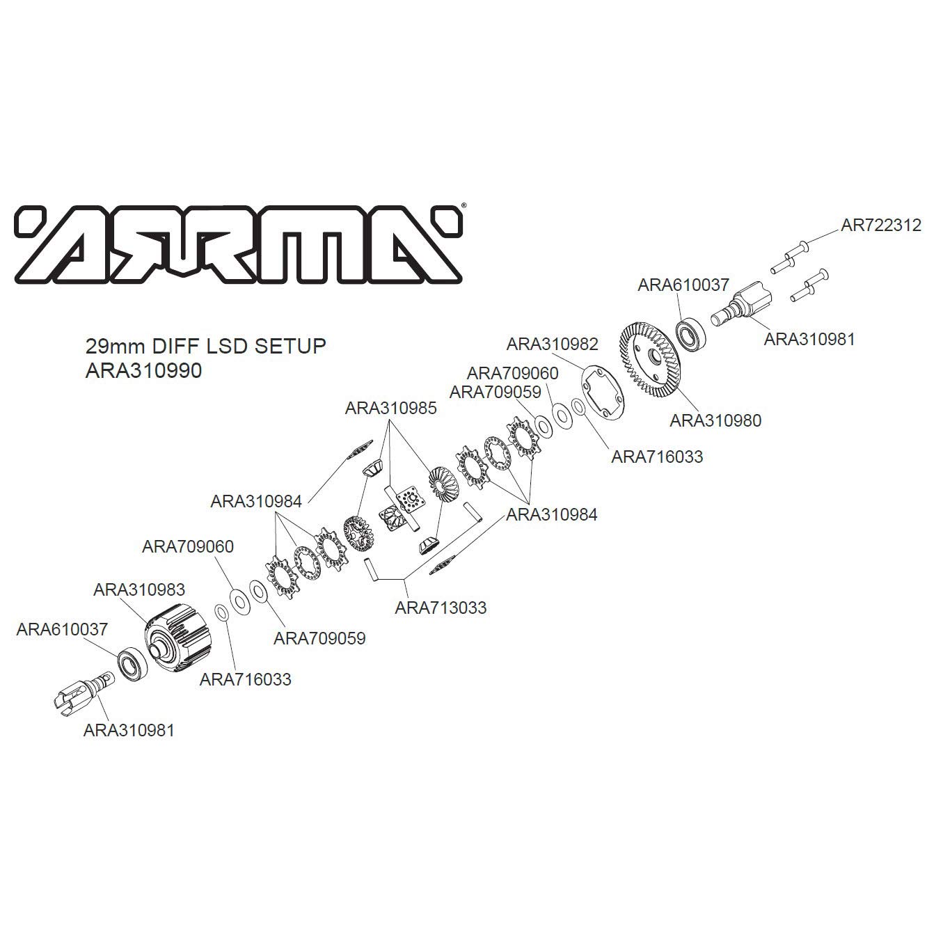 arrma-kraton-diff-set-gp4-43t-10k-vorne-hinten-komplett image 2