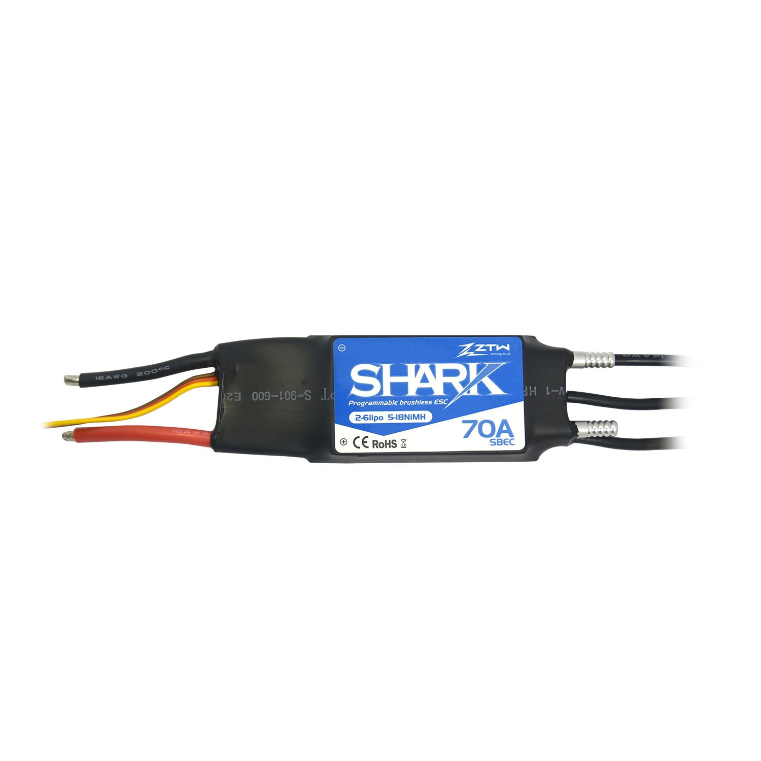 ztw-shark-70a-fahrtregler-2-6s-bec-boot-wasserdicht image 2