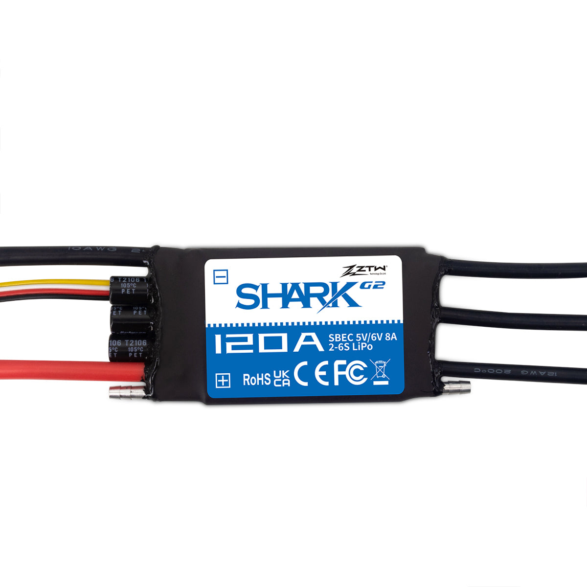 ztw-shark-g2-120a-esc-2-6s-regler-f-rs-rc-boot image 2