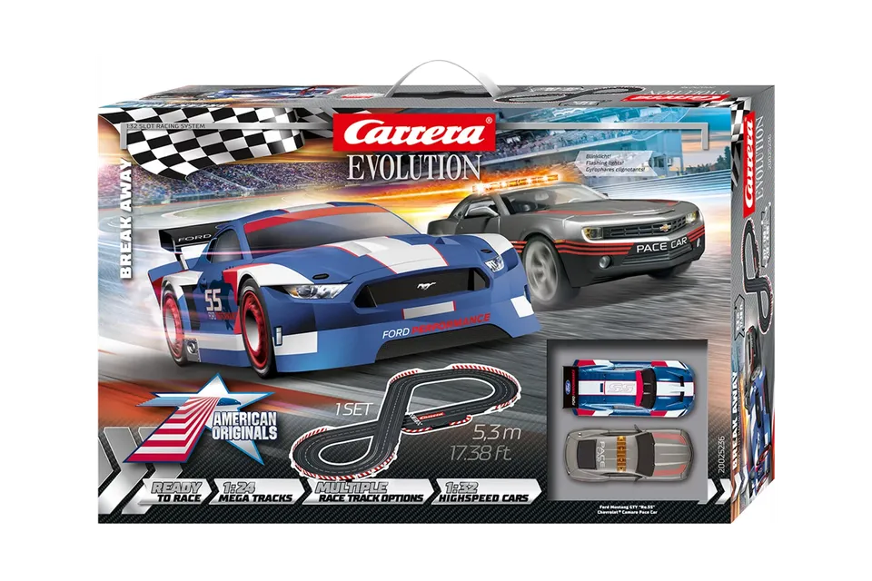 carrera-digital-132-break-away-rennbahn-set-mustang-camaro image 1
