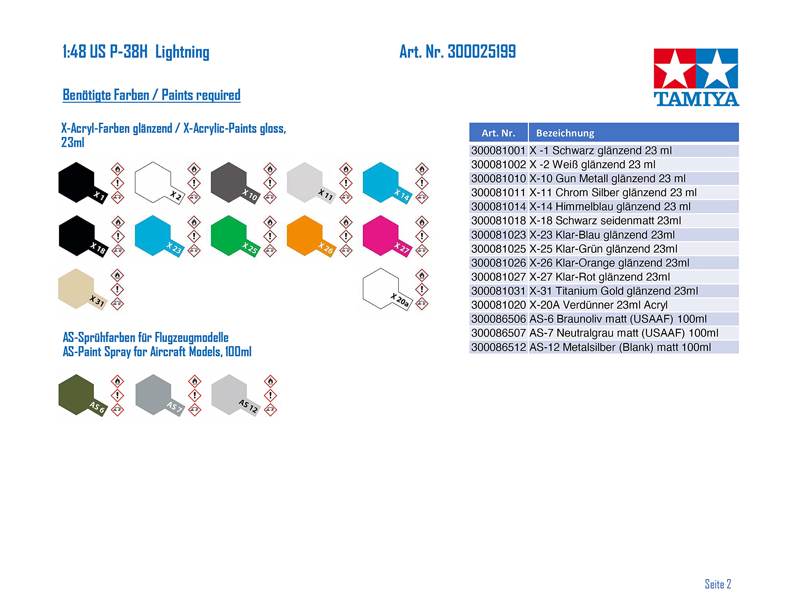 tamiya-static-models-1-48-p-38h-lightning-modellbausatz-unlackiert image 4