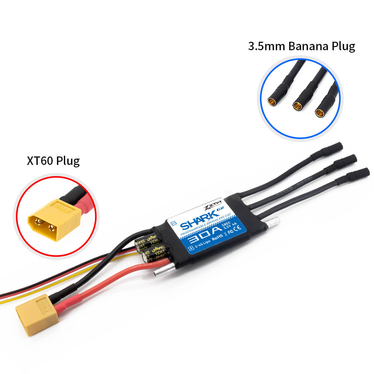 ztw-shark-g2-30a-bootsregler-2-4s-wasserdicht-ohne-stecker image 7