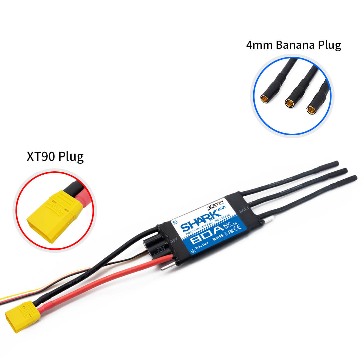 ztw-shark-g2-80a-regler-2-6s-boot-ohne-stecker-wasserdicht image 7
